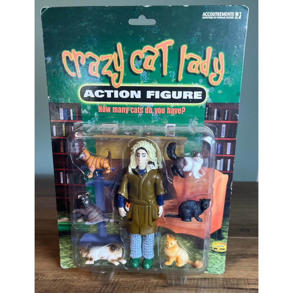 Accoutrements Crazy Cat Lady Action Figure Set with 6 Cats Novelty Toy 11377